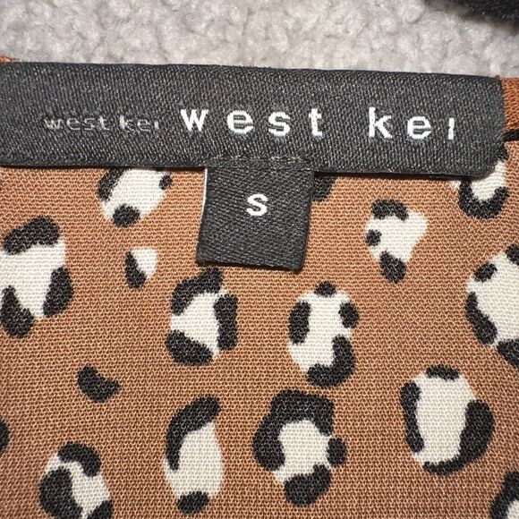 West Kei Orange Leopard Print 3/4 Sleeve Blouse Size Small - Picture 6 of 10